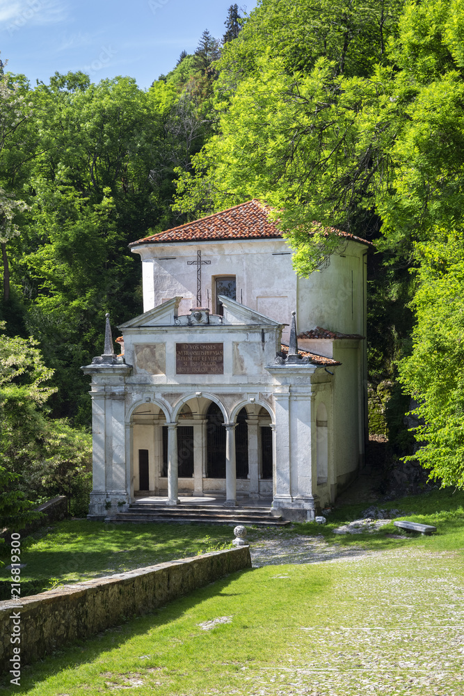 View of the chapels and the sacred way of Sacro Monte di Varese, Unesco World Heritage Site. Sacro Monte di Varese, Varese, Lombardy, Italy. View of the chapels and the sacred way of Sacro Monte di Varese, Unesco World Heritage Site. Sacro Monte di Varese, Varese, Lombardy, Italy.