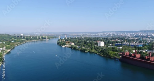 4k aerial footage of Asparuhov bridge in Varna. Bulgaria
 photo