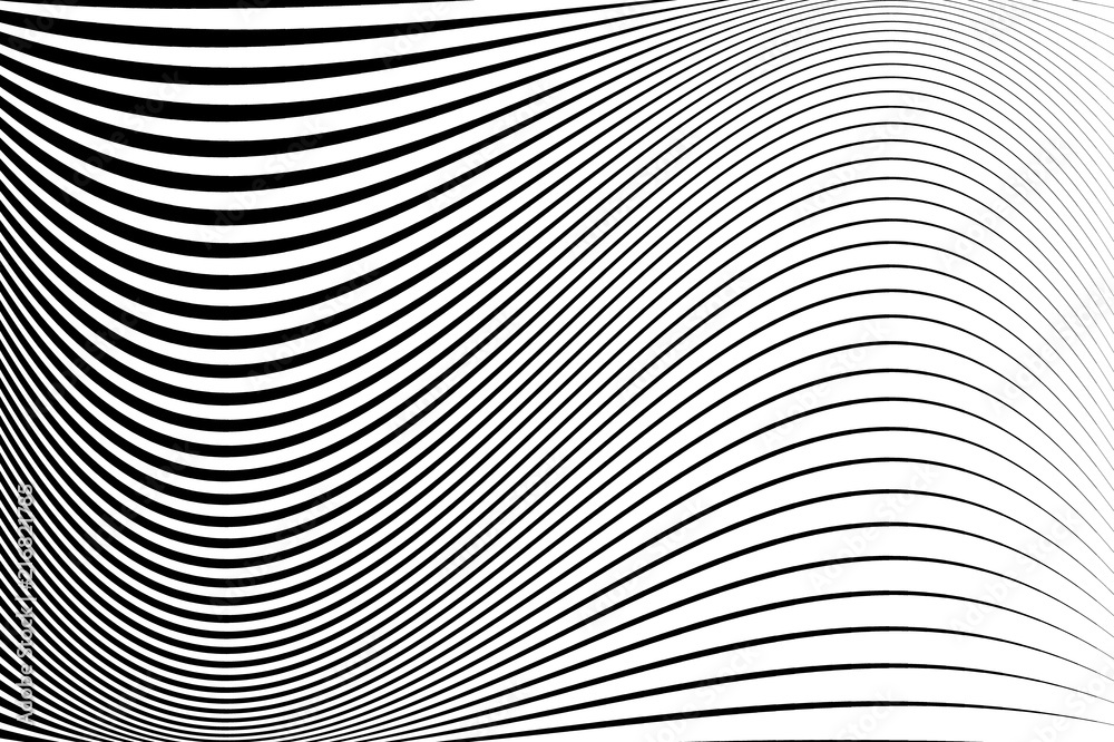 Abstract pattern. Texture with wavy, billowy lines. Optical art background. Wave design black and white. Abstract pattern. Texture with wavy, billowy lines. Optical art background. Wave design black and white.
