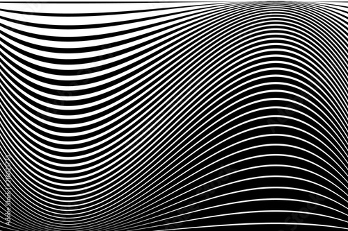 Abstract pattern. Texture with wavy, billowy lines. Optical art background. Wave design black and white.