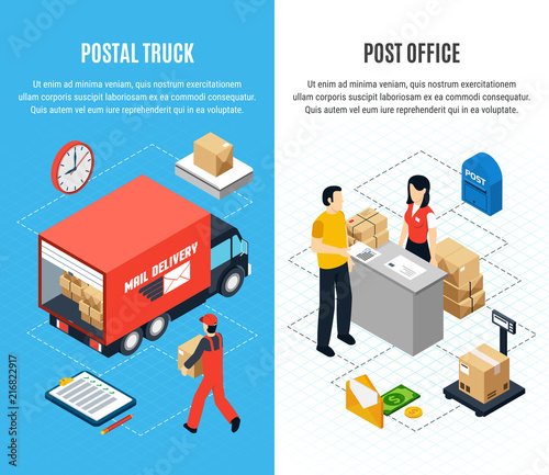 Two Vertical Mail Isometric Banner Set