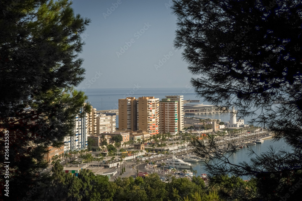 Fototapeta premium Spain, Malaga, a tall building in a city
