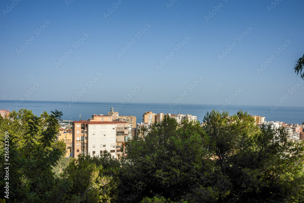 Spain, Malaga, a sky view of a city