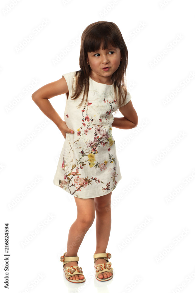 Tricky small girl isolated on white Tricky small girl isolated on white