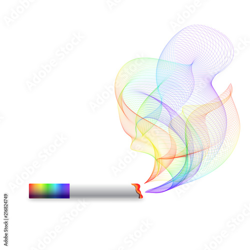 Cigarette and smoke. Rainbow colors photo