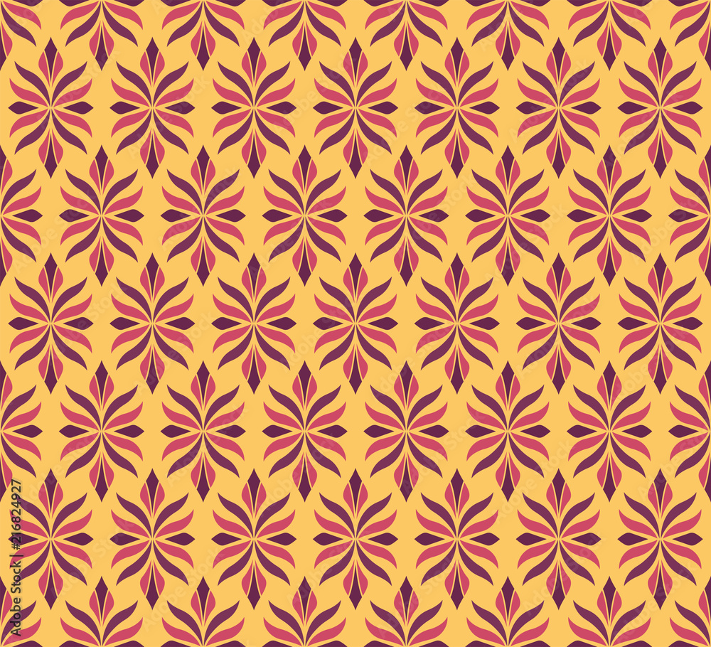 Vector Floral Ornamental Seamless Pattern. Geometric Flower Stylish Texture. Abstract Retro Tile Texture. Vector Floral Ornamental Seamless Pattern. Geometric Flower Stylish Texture. Abstract Retro Tile Texture.
