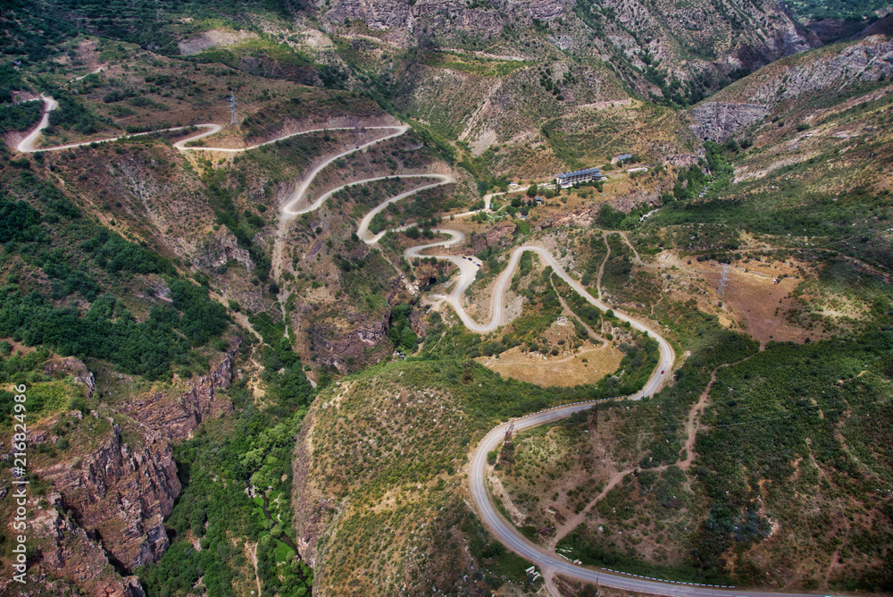 curvy mountain road from above curvy mountain road from above