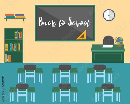 Classroom, back to school background theme, flat design