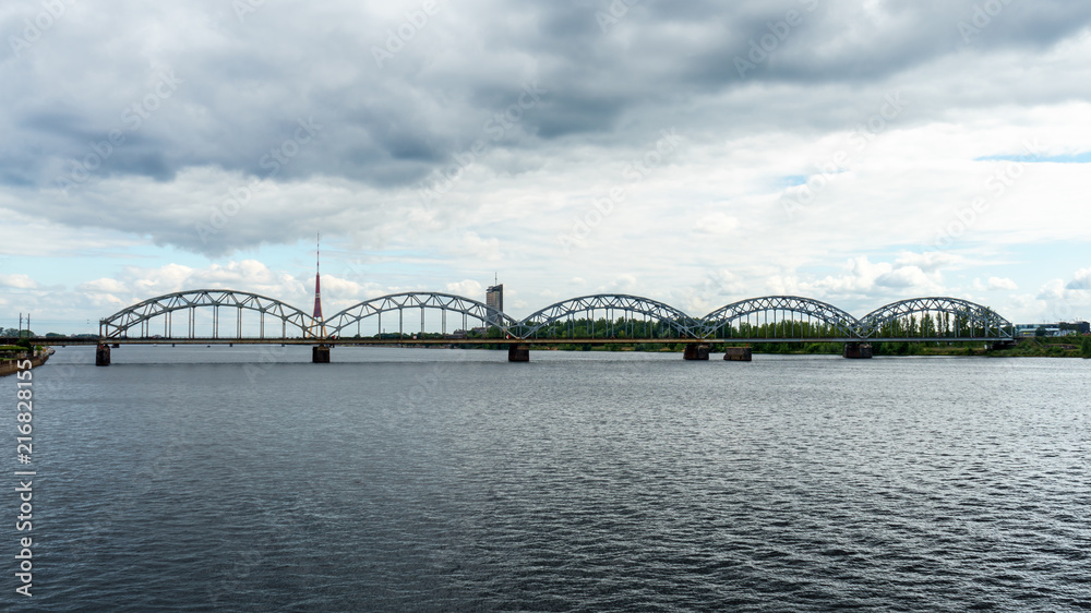 A view of the Railway Bridge over Daugava River in Riga, Latvia, July 25, 2018 A view of the Railway Bridge over Daugava River in Riga, Latvia, July 25, 2018