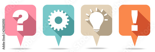 Speechbubbles Question, Work, Idea & Answer Retro