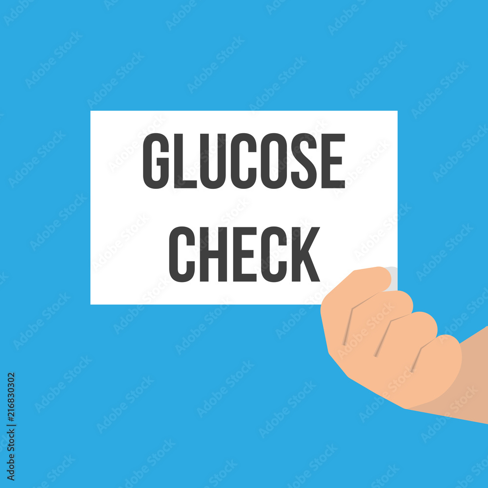Man showing paper GLUCOSE CHECK text Man showing paper GLUCOSE CHECK text