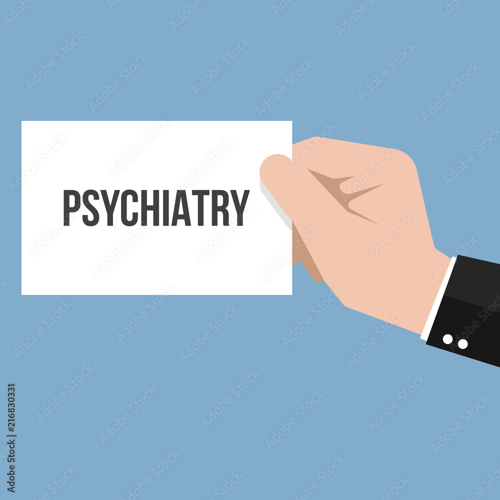 Man showing paper PSYCHIATRY text Man showing paper PSYCHIATRY text