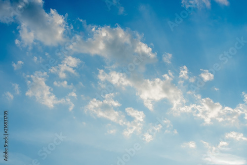 Beautiful blue sky with clouds, natural background