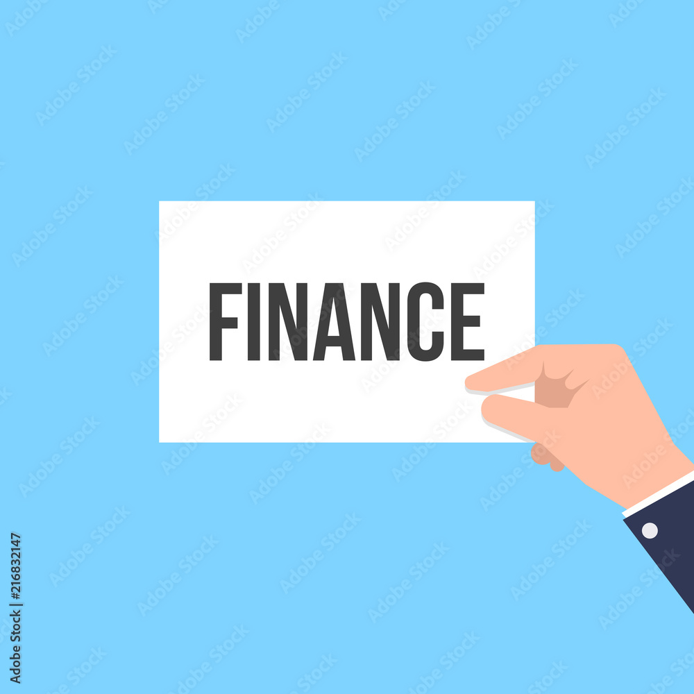 Man showing paper FINANCE text Man showing paper FINANCE text