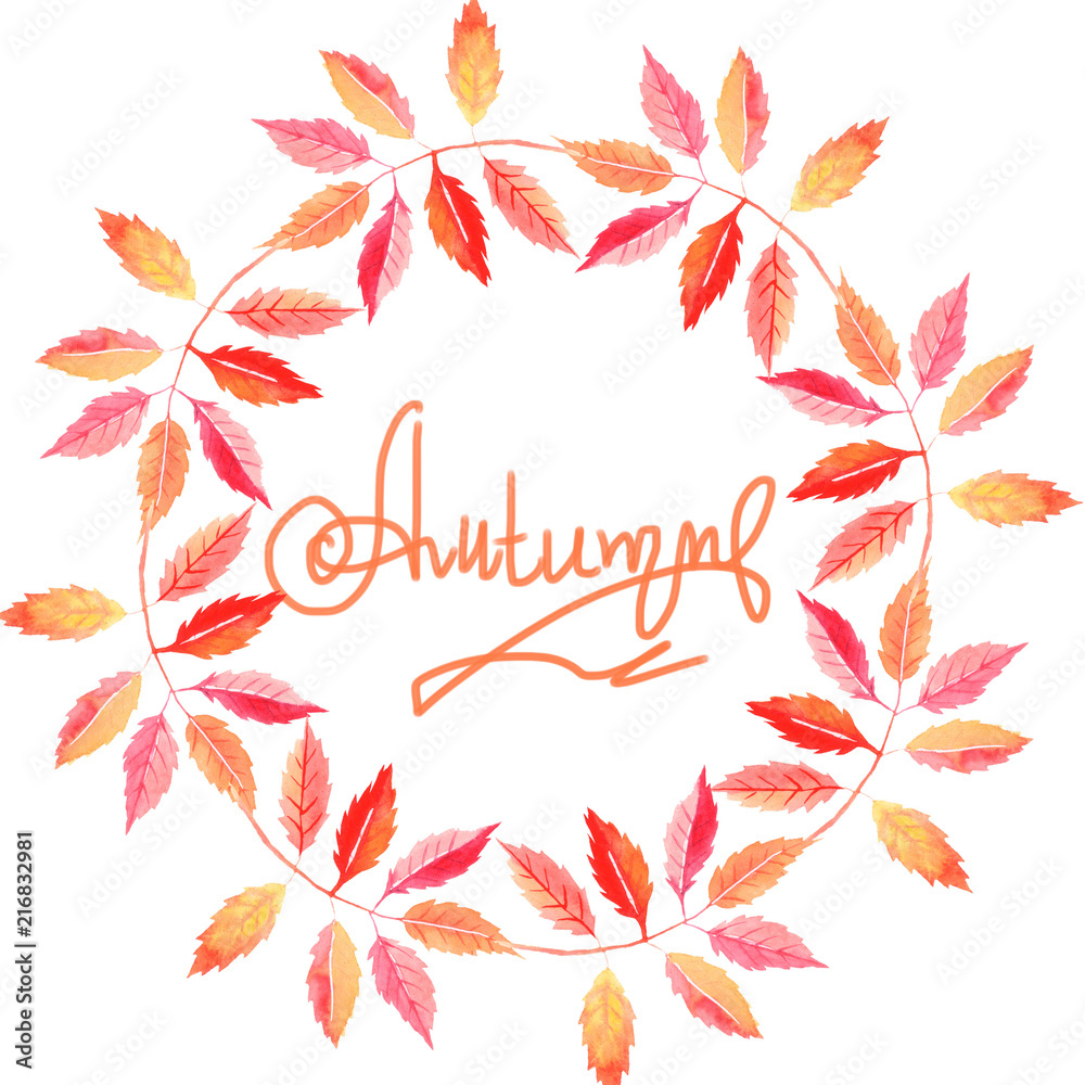 wreath of red autumn leaves on a white background wreath of red autumn leaves on a white background