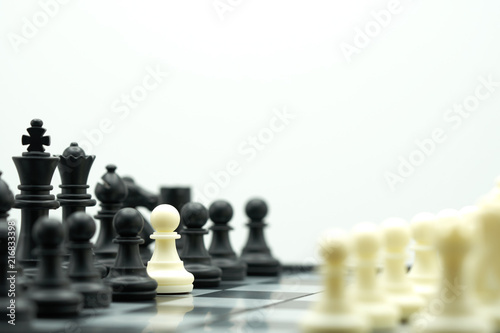 chessboard with a chess piece on the back Negotiating in business. as background business concept and strategy concept with copy space.