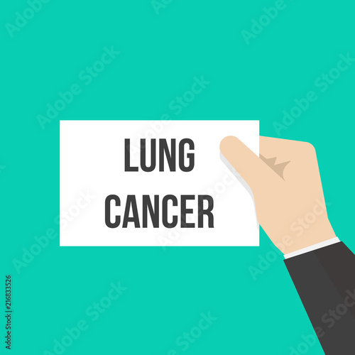 Man showing paper LUNG CANCER text