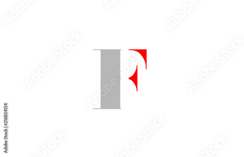 grey red alphabet letter f logo company icon design