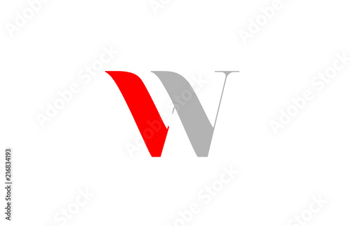 grey red alphabet letter w logo company icon design
