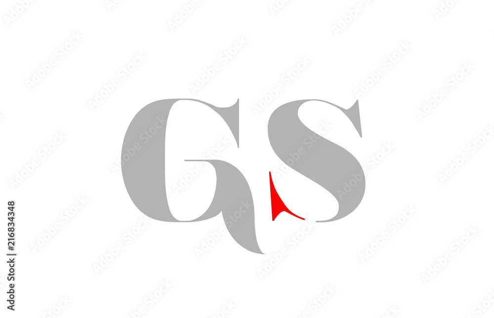 grey red number gs g s logo company icon design