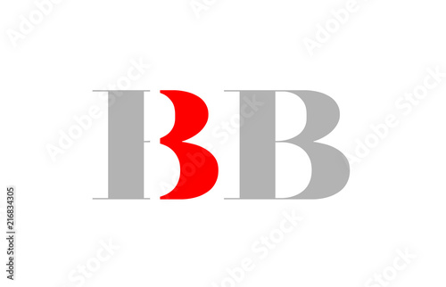 grey red number bb b b logo company icon design