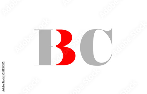 grey red number bc b c logo company icon design