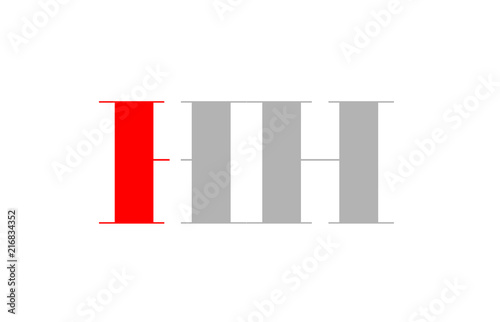 grey red number hh h h logo company icon design