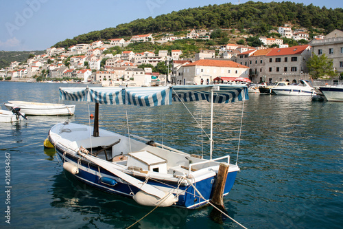 A boat moored at the seafront in the Croatia