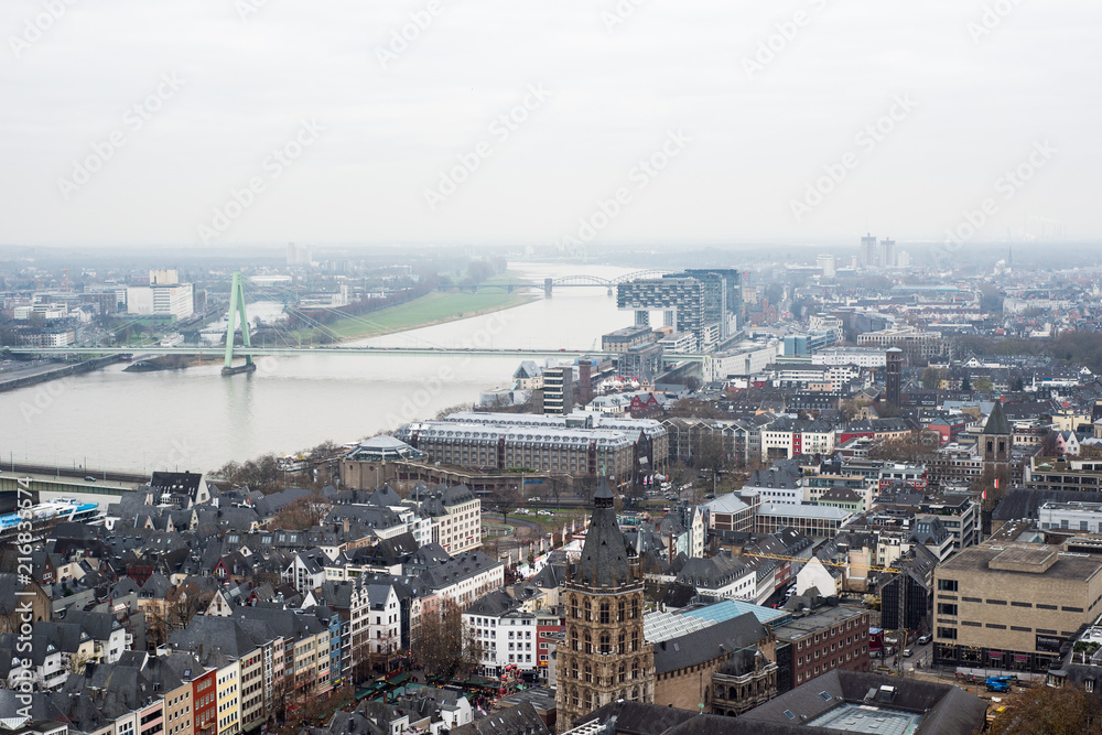View of the city of Cologne from the top of the tower of Cologne Cathedral View of the city of Cologne from the top of the tower of Cologne Cathedral
