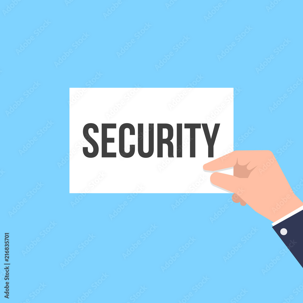 Man showing paper SECURITY text Man showing paper SECURITY text