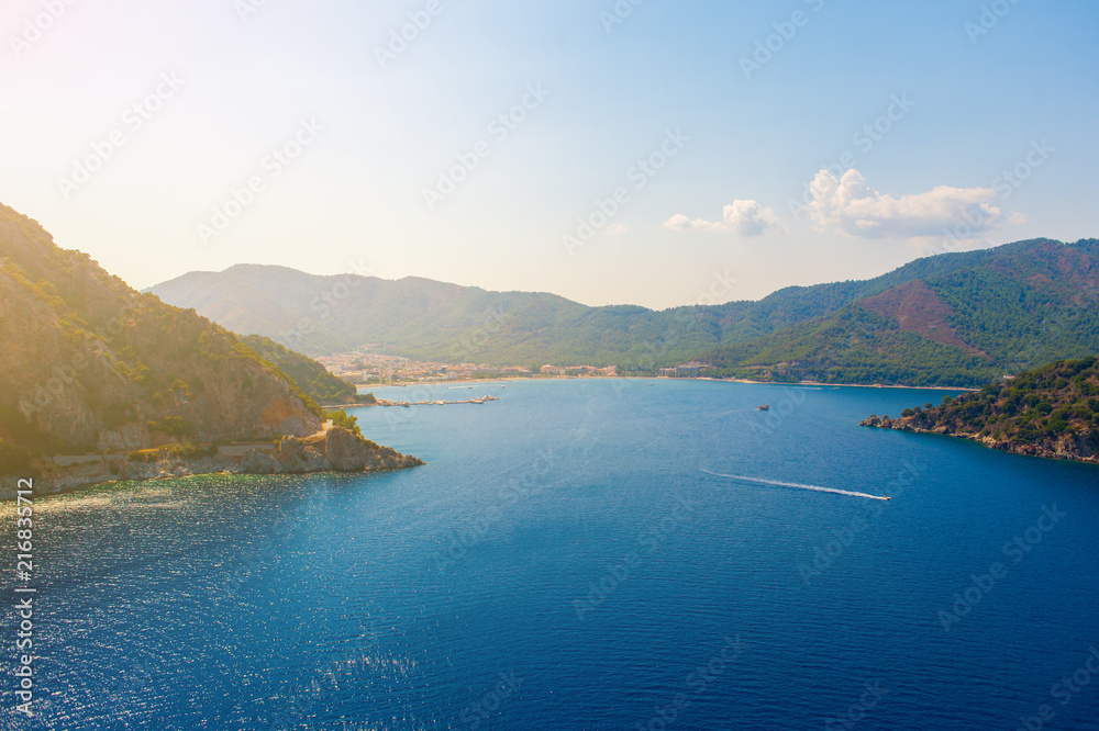 beautiful scenery of the mountains in the sea