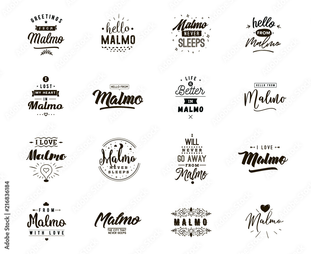 Fototapeta Greeting cards, vector design. Isolated logos. Typography set.