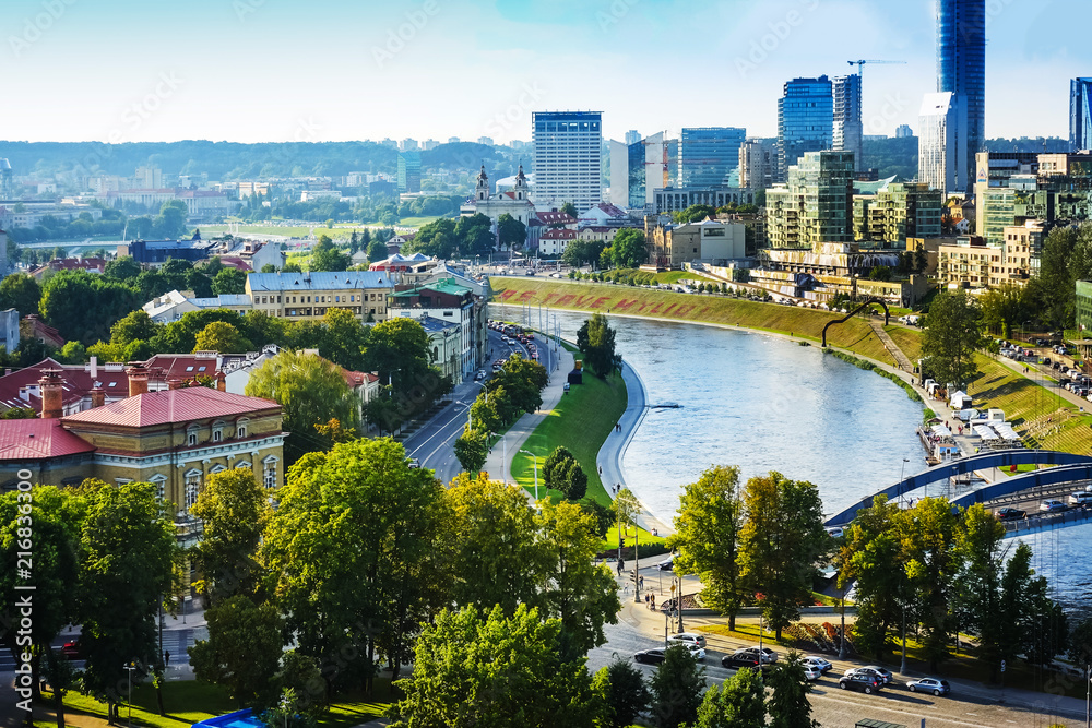 Naklejka premium VILNIUS, LITHUANIA - September 2, 2017: view of modern Buildings around Vilnius, Lithuanian