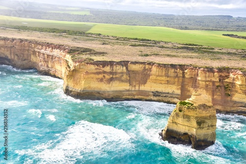 Aerial View of Rugged Coastal Landscapes of the Great Ocean Road in Port Campbell National Park