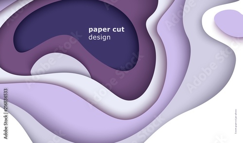 Trendy violet layered wallpaper 3d paper art Abstract vector background