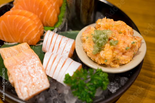 Raw fresh Salmon meat sashimi