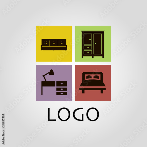 Furniture and home appliance logo template isolated flat vector icon 
