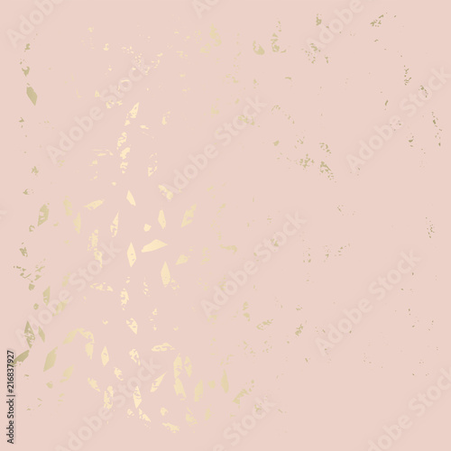 Trendy Chic Pastel colored background with Gold Foil geometric shapes. Abstract unusual textures for wallpaper, wedding invitation cards, business cards, fashion headers, decoration elements. Vector