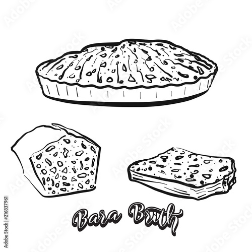 Hand drawn sketch of Bara Brith bread