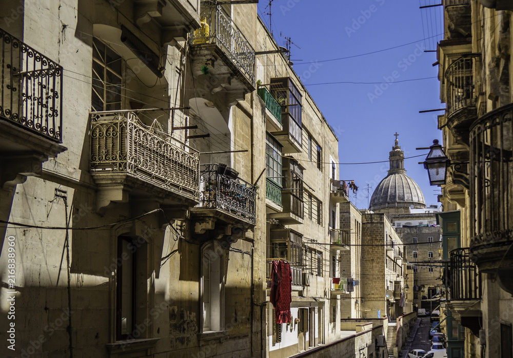 Summer street view of Valleta Malta