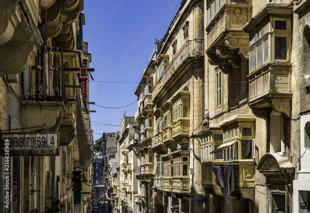Summer street view of Valleta Malta