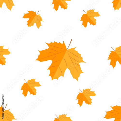 Seamless pattern. Autumn yellow leaves