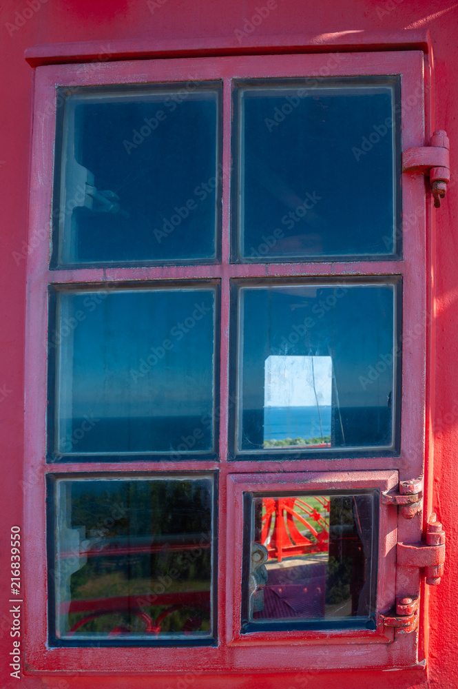Window of the new lighthouse at Cape Arkona - obrazy, fototapety, plakaty 