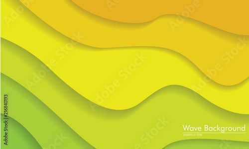 3D Wave Background. paper cut design. banner, flyer, poster or web site design. Paper cut style, orange to green vector illustration. 