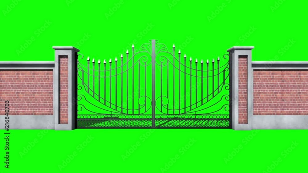 Gate Open In Movement Green Screen 3D Rendering Animation Stock Video ...