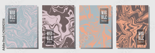 Marble pink blue grey journal layouts set. Graphic design for binder template, corporate flyers. Annual report cover retro layouts set. Flyer, poster, report, journal, binder vectors, title place.
