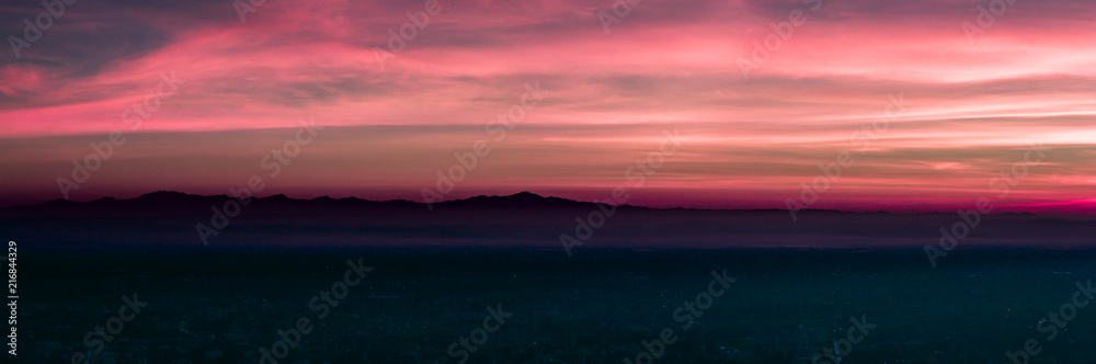 Silhouette panorama mountain and natural light sunset. In the morning, instagram style filter photo vintage tone Silhouette panorama mountain and natural light sunset. In the morning, instagram style filter photo vintage tone