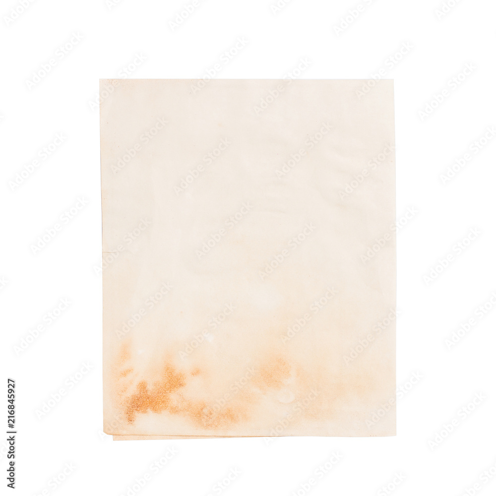 old paper empty blank space isolated white background.