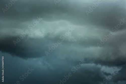 Motion of dark sky and black clouds, Dramatic cumulonimbus cloud with rainy