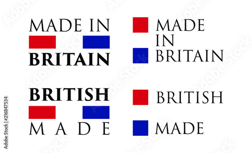 Simple Made in Britain / British label. Text with national colors arranged horizontal and vertical.
